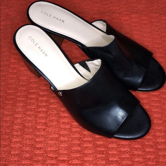 Cole Hann Black Peep Toe Heels - Picture 2 of 2